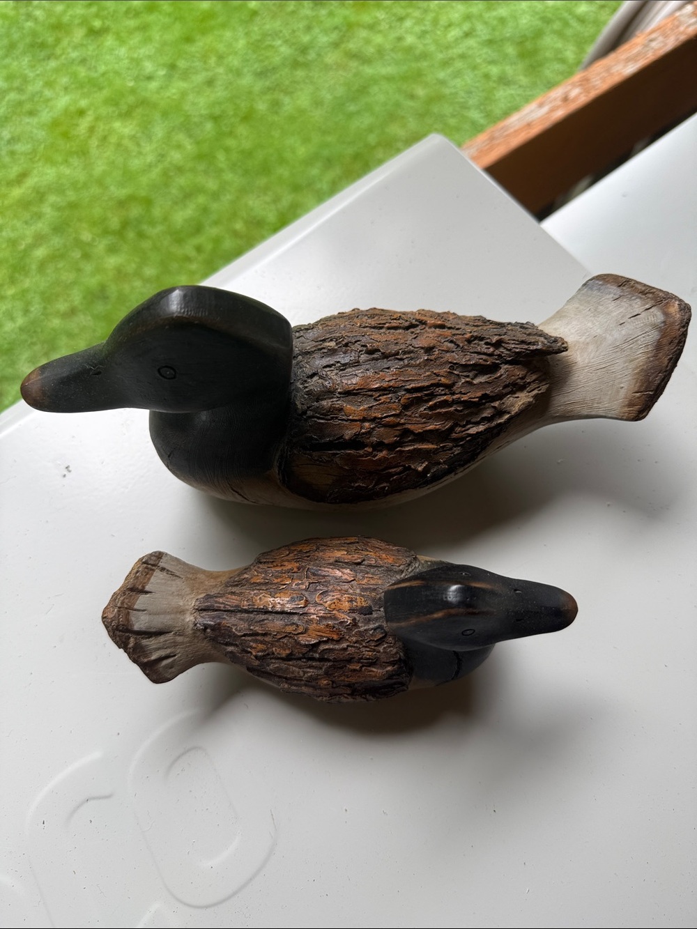Handcrafted Wooden Duck Pair - SmallBrown and Black Decorative Home Art - Picture 2 of 9